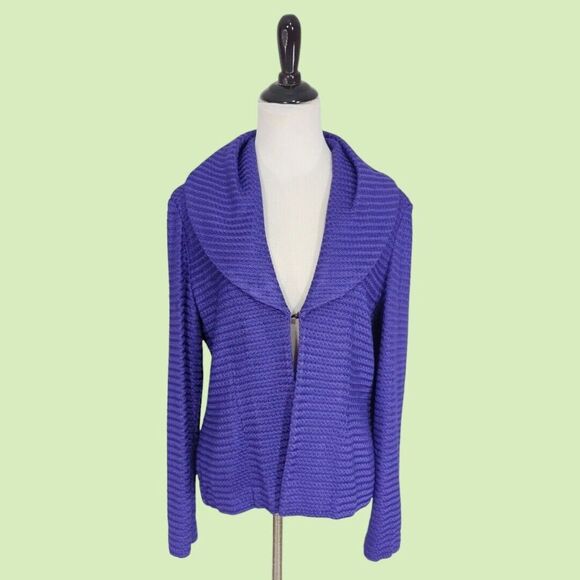 MING WANG Sapphire sM Textured Purple One Hook Jacket Long‎ sleeve
